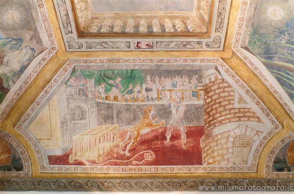 Cavenago di Brianza (Monza e Brianza, Italy) - Frescoes on one side of the ceiling of the Zodiac Hall in Palace Rasini